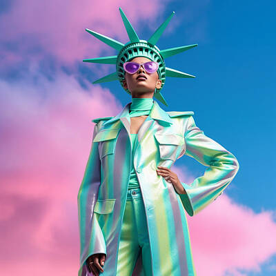 Royalty-Free and Rights-Managed Images - statue  of  liberty  fashion  model  in  futuristic  by Asar Studios by Celestial Images
