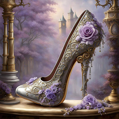 Roses Royalty-Free and Rights-Managed Images - Steampunk fantasy Stiletto High Heel by Glenda Stevens