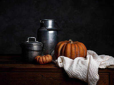 Still Life Royalty-Free and Rights-Managed Images - Still Life with Pumpkin by Nailia Schwarz
