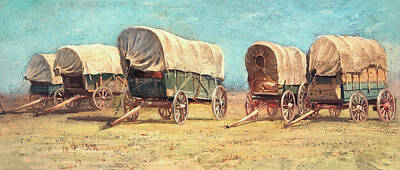 Royalty-Free and Rights-Managed Images - Study of Covered Wagons by Samuel Colman by Mango Art