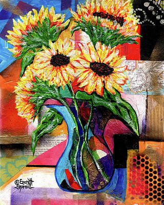 Sunflowers Mixed Media - Sunflowers for Antonio by Everett Spruill
