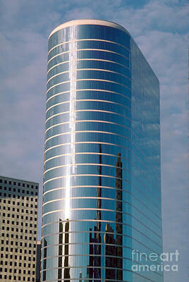Abstract Skyline Photos - Tall Glass Reflecting Building in Downtown Houseton by Wernher Krutein