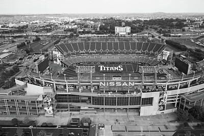 Lets Be Frank - Tennesse Titans Nissan Stadium in Nashville Tennessee in black and white by Eldon McGraw