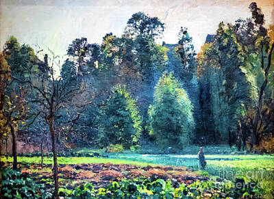 Landscapes Paintings - The Cabbage Field, Pontoise by Camille Pissarro 1873 by Camille Pissarro