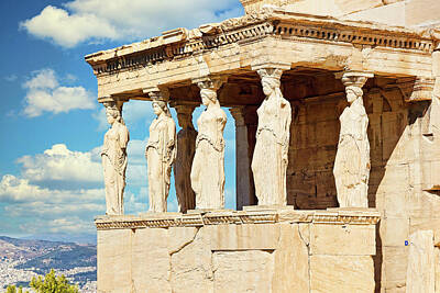 Mother And Child Animals - The Caryatids of Erechtheion on the Athenian Acropolis, Greece by Constantinos Iliopoulos