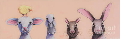 Mammals Paintings - The Five of Us by Lucia Stewart