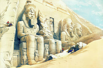 Beach Drawings - The Great Temple of Aboo Simble Nubia by David Roberts by Mango Art