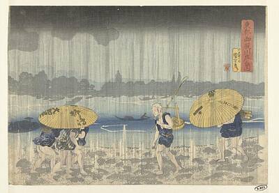 Paintings - The Onmaya Riverbank in the Eastern Capital, Utagawa Kuniyoshi, 1832-1836 by Artistic Rifki