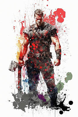 Comics Photos - Thor concept art watercolour painting style image by Matthew Gibson