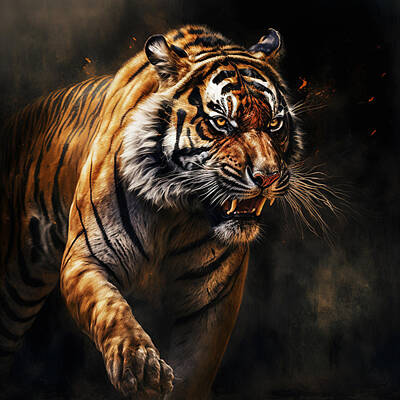 Animals Digital Art - tiger  by Asar Studios by Celestial Images