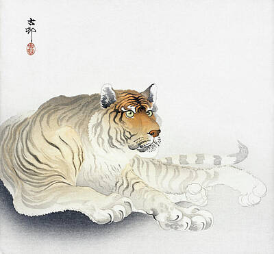 Lake Life - Tiger by Ohara Koson by Mango Art