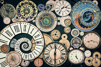 Botanical Farmhouse - Time machine, clocks collection by Delphimages Photo Creations