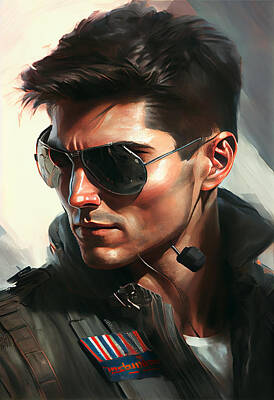Actors Mixed Media - Tom Cruise Top Gun by Stephen Smith Galleries