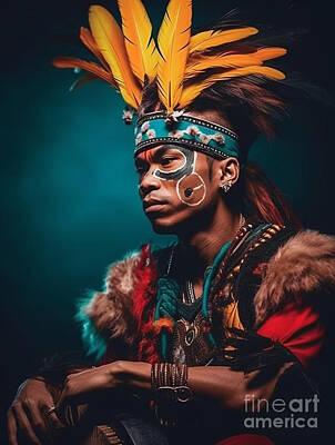 Musician Royalty-Free and Rights-Managed Images - Traditional  Musician  from  Dayak  Tribe  Borneo  by Asar Studios by Celestial Images
