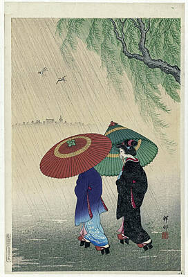 Anchor Down - Two Women in the Rain, Ohara Koson, 1925-1936 by Artistic Rifki