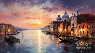 Impressionism Paintings - Venice Dream Cities In Impressionist Art oil by Asar Studios by Celestial Images