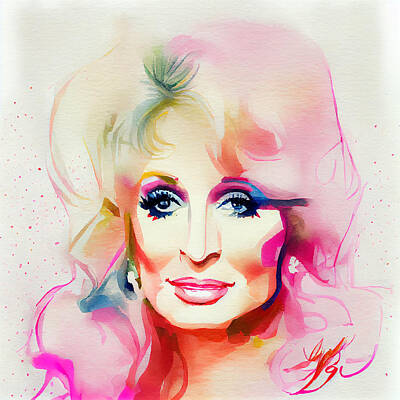 Royalty-Free and Rights-Managed Images - Watercolour Of Dolly Parton by Smart Aviation