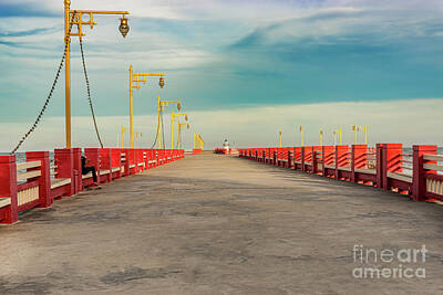 Auto Illustrations Rights Managed Images - Wharf at the seaside in Prachuap Khiri Khan, Thailand. Royalty-Free Image by Marek Poplawski