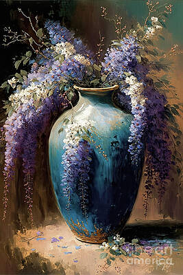 Still Life Paintings - Wild Wisteria by Tina LeCour