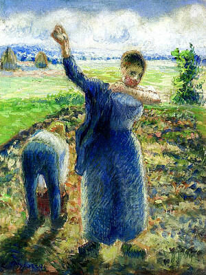 Printscapes - Workers in the Fields 1896 97  by Camille Pissarro 1830  1903 by Artistic Rifki