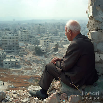 Terry Oneill Rights Managed Images - Yitzhak Rabin Israel  Gaza ruins by Asar Studios Royalty-Free Image by Celestial Images