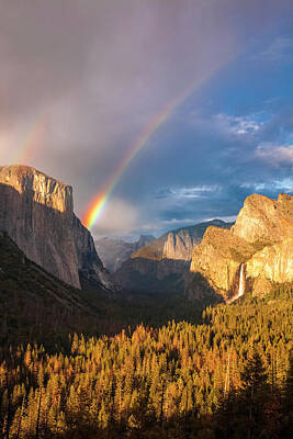 Watercolor City Skylines - Yosemite Double Rainbow by Andrew Soundarajan