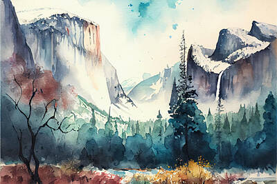 Sports Patents - YOSEMITE  VALLEY  inspired  by  Yuko  Naama  water by Asar Studios by Celestial Images