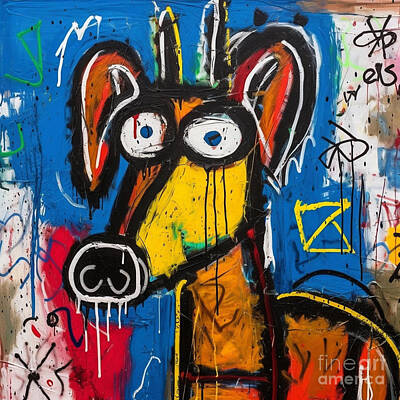 Woodland Animals - you  are  Jean  Michel  Basquiat  paint  a  daschund  by Asar Studios by Celestial Images