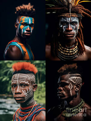 Reptiles Royalty-Free and Rights-Managed Images - Youth  from  Crocodile  men  of  Sepik  region  exreme  by Asar Studios by Celestial Images