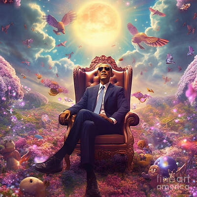 Politicians Royalty-Free and Rights-Managed Images - barack  obama    euphoric  utopia  cover  art  realist  by Asar Studios by Celestial Images
