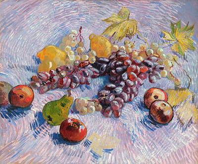 Still Life Paintings - Grapes, Lemons, Pears, and Apples by Vincent Van Gogh by Mango Art