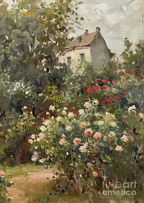 Roses Paintings - Rose Cottage Charm by Lauren Blessinger
