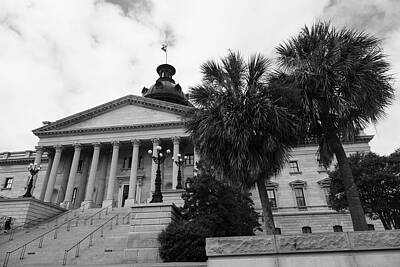 Southwestern Style - South Carolina state capitol building in Columbia South Carolina in black and white by Eldon McGraw