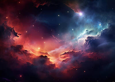 Vintage State Flags - Stellar Odyssey Cosmic Nebula Embrace by Lauren Blessinger