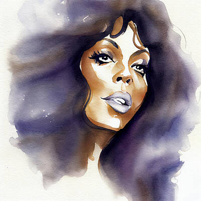 Mixed Media - Watercolour Of Donna Summer by Smart Aviation