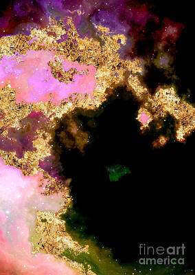 Science Fiction Mixed Media - 100 Starry Nebulas in Space Abstract Digital Painting 012 by Holy Rock Design