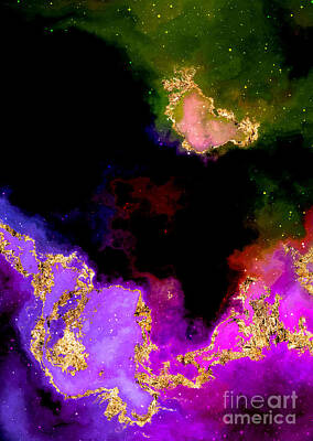 Science Fiction Mixed Media - 100 Starry Nebulas in Space Abstract Digital Painting 022 by Holy Rock Design