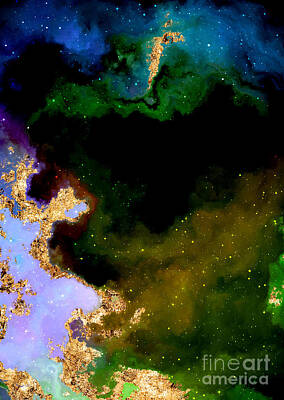 Science Fiction Mixed Media - 100 Starry Nebulas in Space Abstract Digital Painting 035 by Holy Rock Design