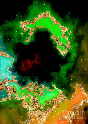Science Fiction Mixed Media - 100 Starry Nebulas in Space Abstract Digital Painting 050 by Holy Rock Design