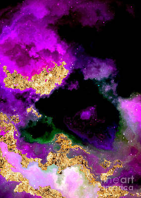 Science Fiction Mixed Media - 100 Starry Nebulas in Space Abstract Digital Painting 054 by Holy Rock Design