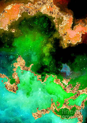 Science Fiction Mixed Media - 100 Starry Nebulas in Space Abstract Digital Painting 061 by Holy Rock Design