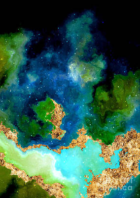 Science Fiction Mixed Media - 100 Starry Nebulas in Space Abstract Digital Painting 064 by Holy Rock Design