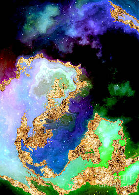Science Fiction Mixed Media - 100 Starry Nebulas in Space Abstract Digital Painting 081 by Holy Rock Design