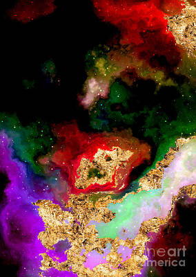 Science Fiction Mixed Media - 100 Starry Nebulas in Space Abstract Digital Painting 086 by Holy Rock Design