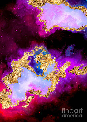 Science Fiction Mixed Media - 100 Starry Nebulas in Space Abstract Digital Painting 096 by Holy Rock Design