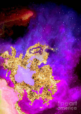 Science Fiction Mixed Media - 100 Starry Nebulas in Space Abstract Digital Painting 107 by Holy Rock Design