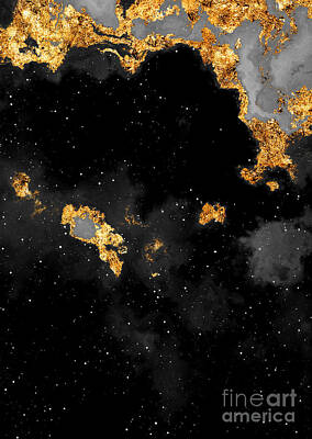 Science Fiction Mixed Media - 100 Starry Nebulas in Space Black and White Abstract Digital Painting 026 by Holy Rock Design