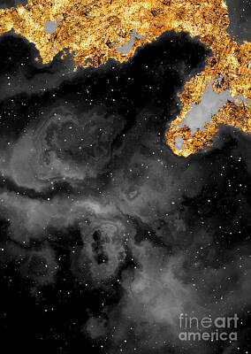 Science Fiction Mixed Media - 100 Starry Nebulas in Space Black and White Abstract Digital Painting 082 by Holy Rock Design