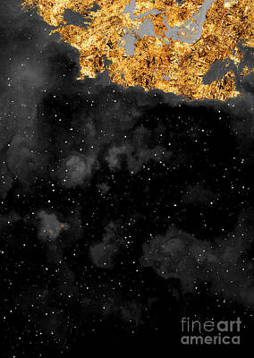 Science Fiction Mixed Media - 100 Starry Nebulas in Space Black and White Abstract Digital Painting 092 by Holy Rock Design