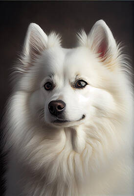 Landmarks Mixed Media - American Eskimo Dog Portrait by Stephen Smith Galleries